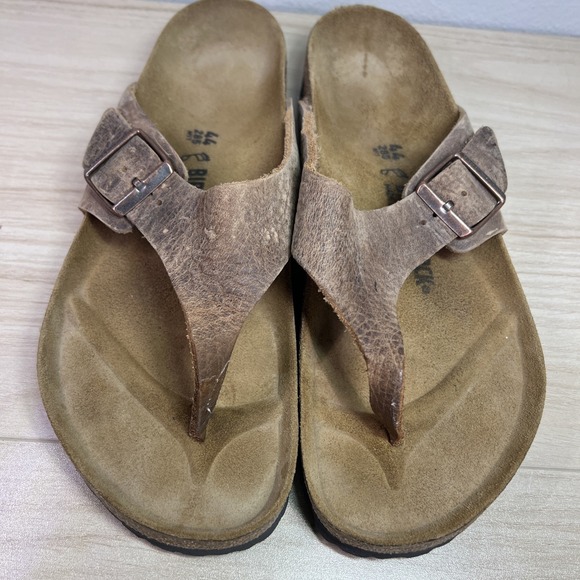 Birkenstock Como Camberra Old Tobacco Nubuck Leather Tong Sandal Men's 11 US - Picture 2 of 7